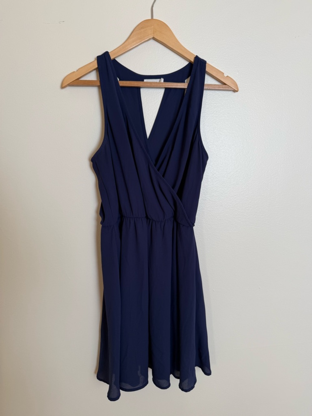 Lush Navy Sleeveless Wrap Dress